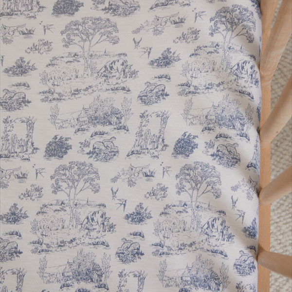 Bleu Toile Crib Sheet