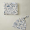 Bleu Toile Swaddle + Hat Set