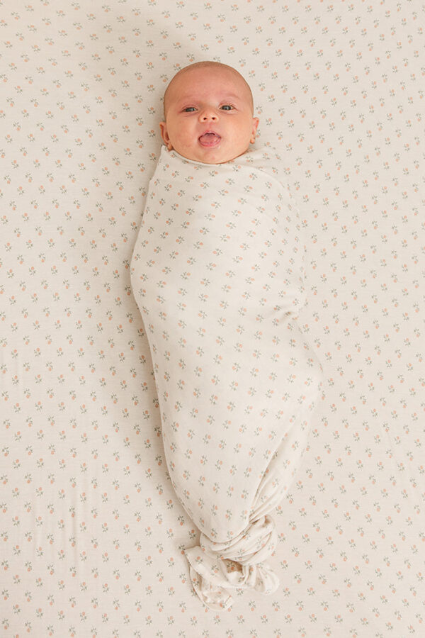 Blush Floret Swaddle + Hat Set