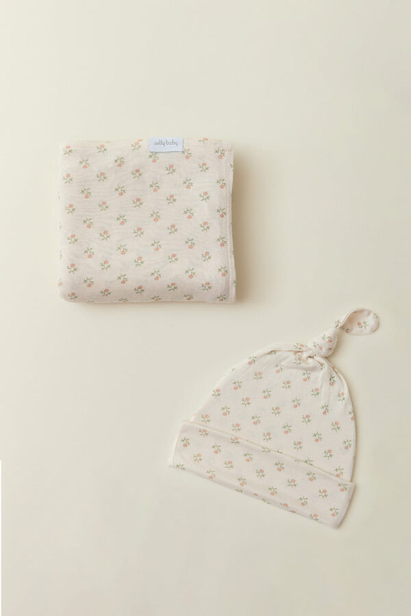 Blush Floret Swaddle + Hat Set