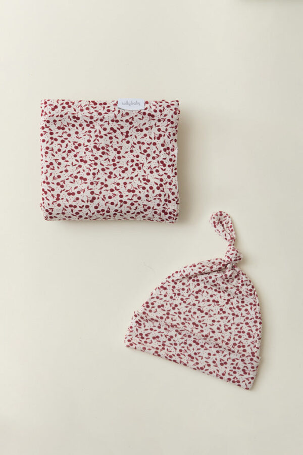 Cherry Swaddle + Hat Set
