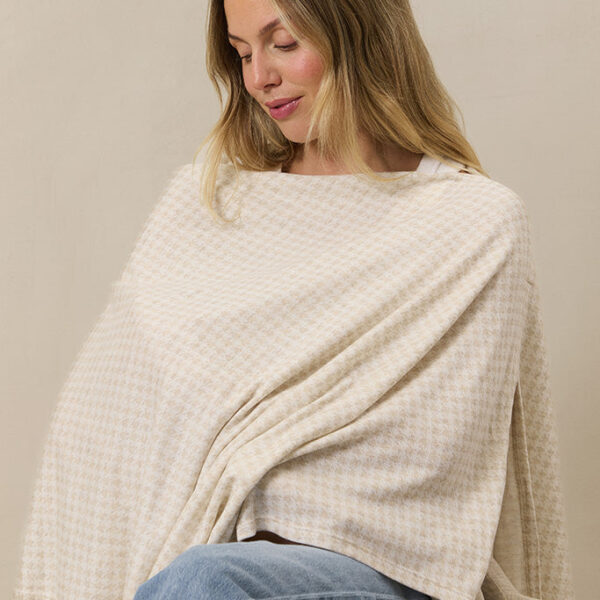 Cream Houndstooth Nursing Cover