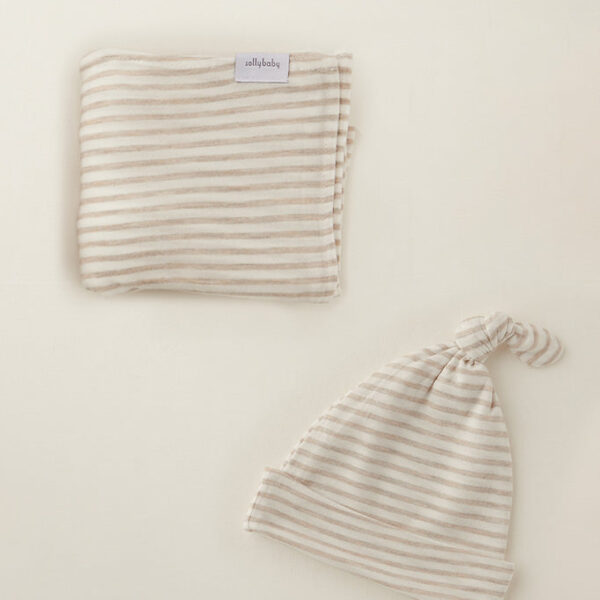 Driftwood Stripe Swaddle + Hat Set