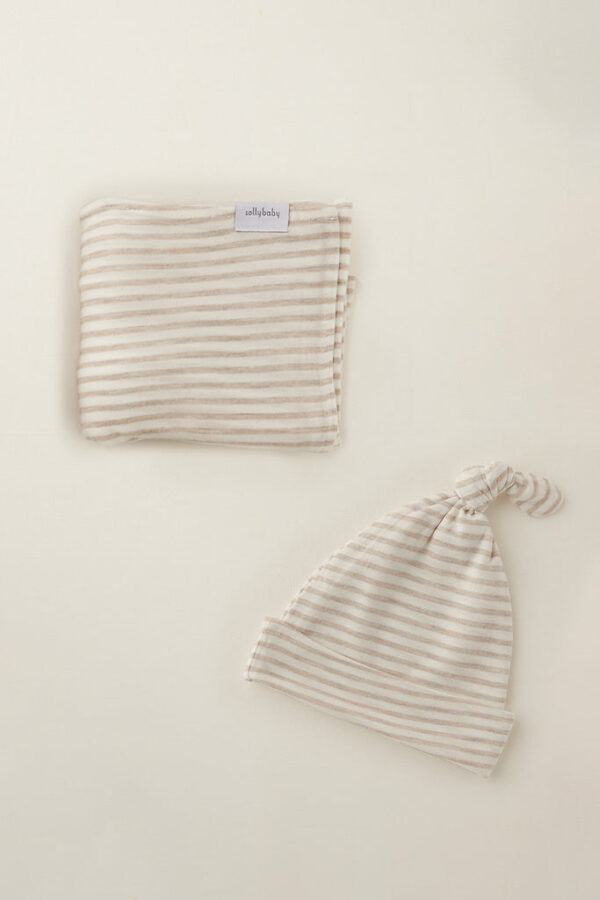 Driftwood Stripe Swaddle + Hat Set